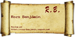 Rozs Benjámin névjegykártya